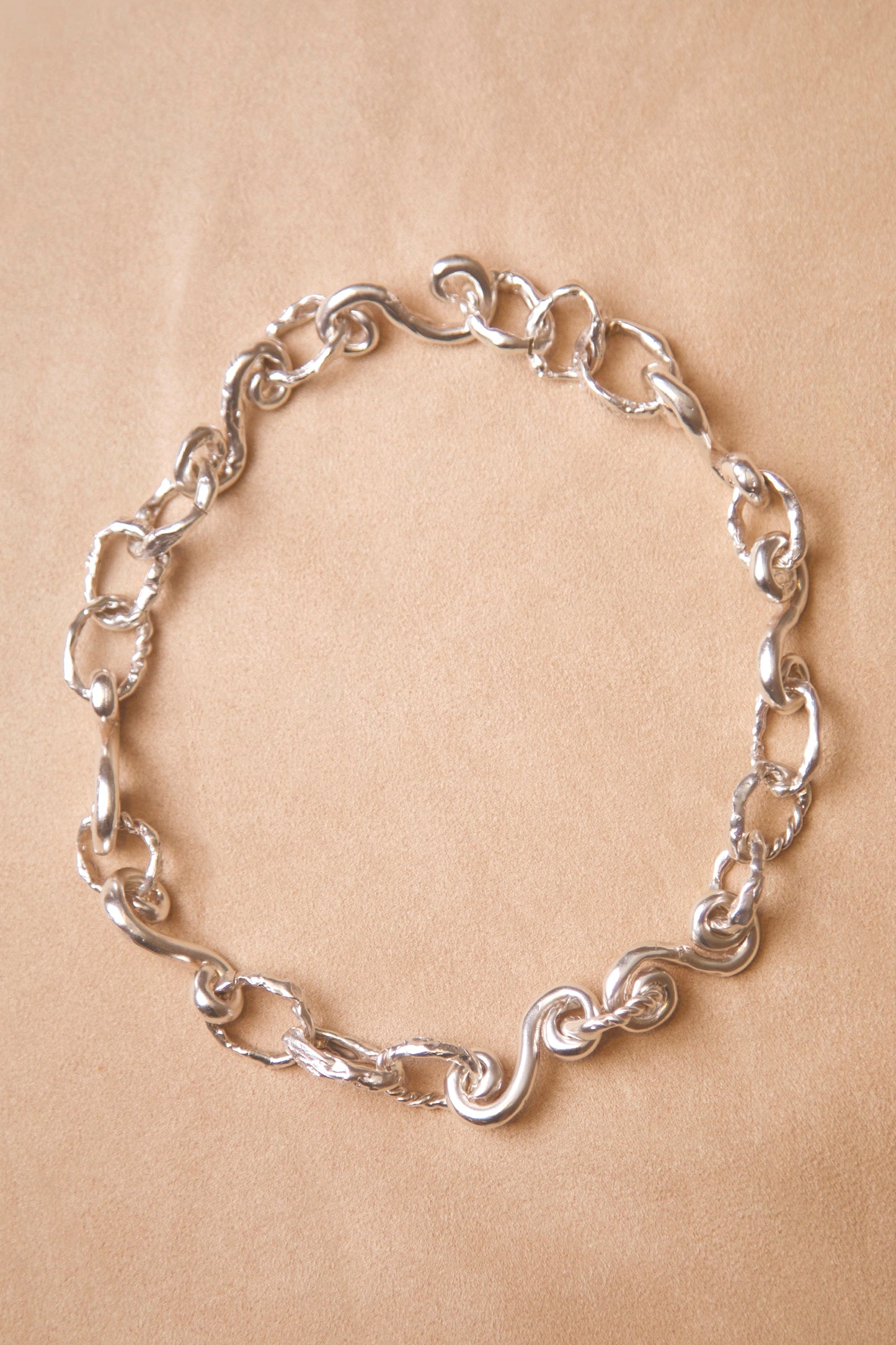 Sterling Silver necklace on suede. This necklace is a love letter to the ocean floor, a tribute to its beauty, mystery and forgotten treasures. It is a one of a kind necklace, created in Brooklyn using the lost wax casting method.