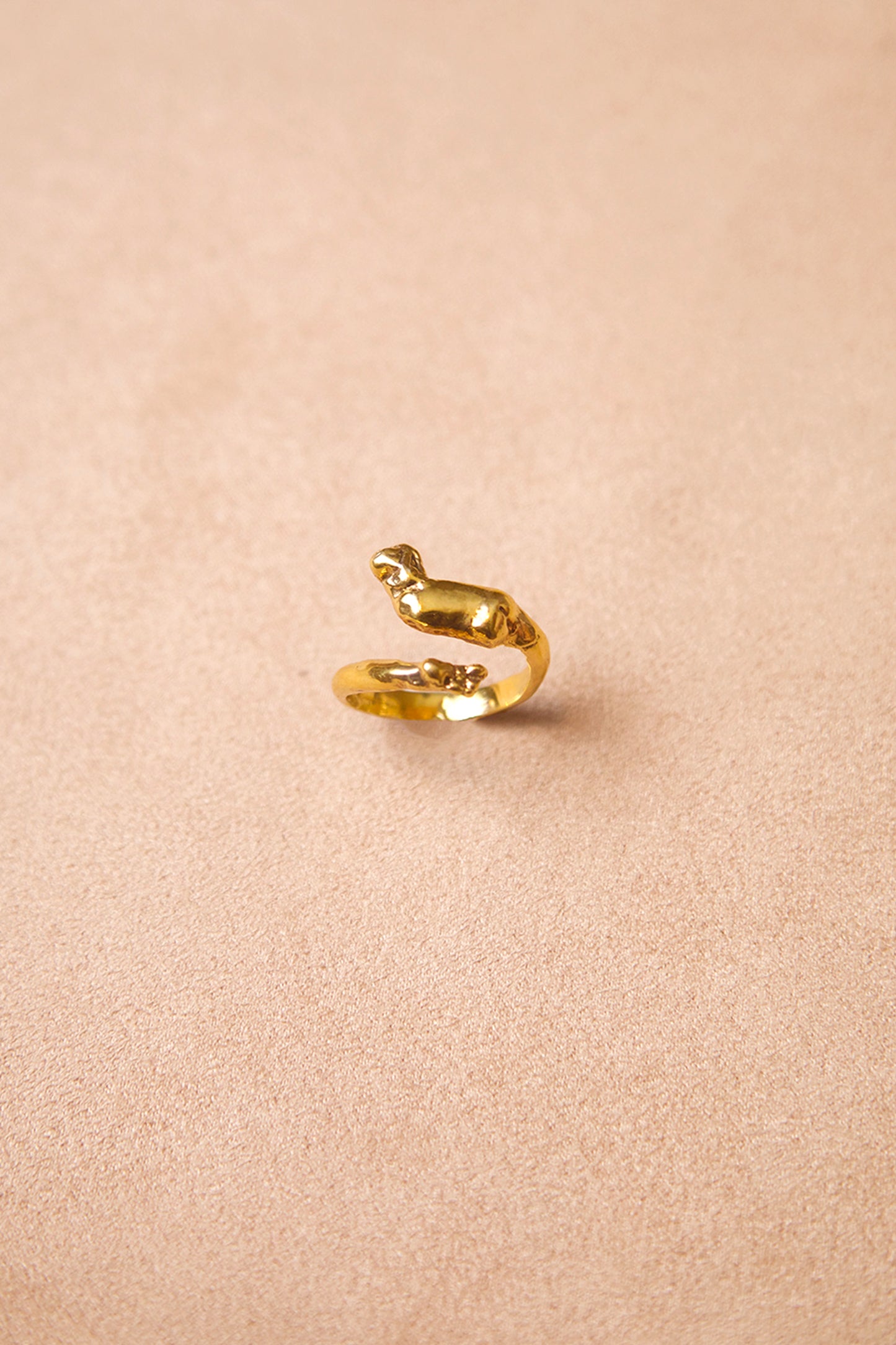 18K Gold Vermeil Cupid ring by CLARK. Hand craft body of a cupid with wings and feet is seen. This is a unique one-of-a-kind item.